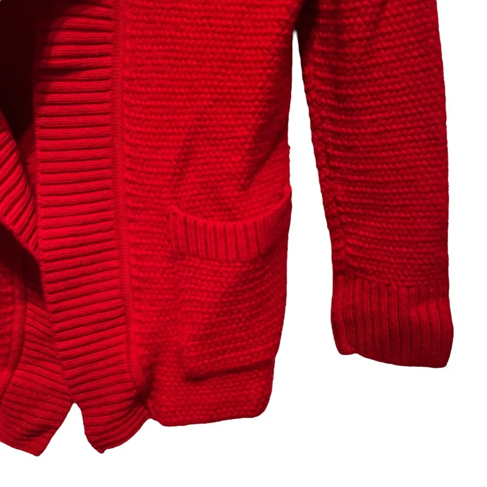ST. John Red Open Front Knit Cardigan Size Small - Picture 5 of 14